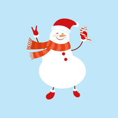 Snowman. Icon. Simple style. Vector illustration isolated on white background