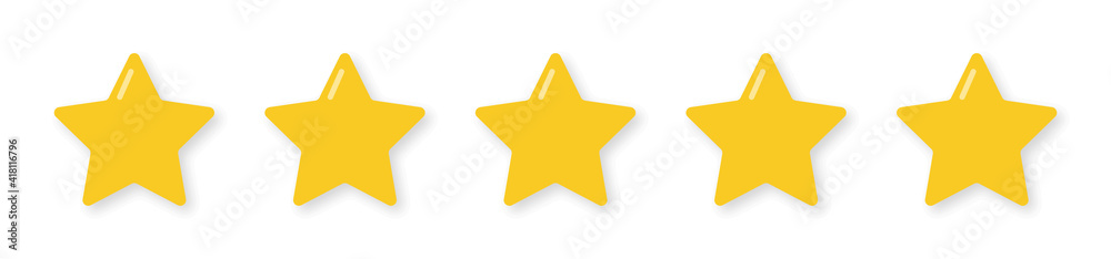 Wall mural star icon collection. blank star vector icons set with shadow. yellow shine stars mock up isolated o