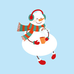 Snowman. Icon. Simple style. Vector illustration isolated on white background