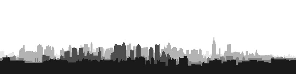 illustration. City landscape. Blue silhouette of the city. City landscape in a flat style