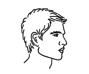 A man's face with beautiful cheekbones. Vector illustration.