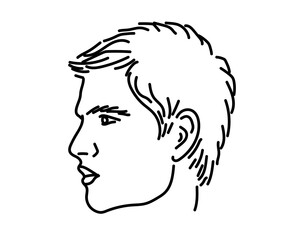 Male face on a white background. Beautiful cheekbones. Vector illustration.