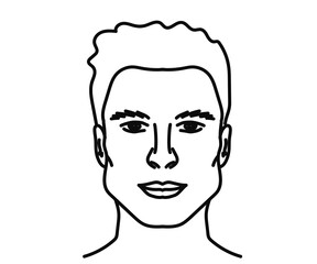 Male face on a white background. Face correction. Silhouette. Vector illustration.