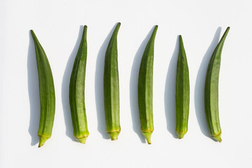 Fresh okra isolated on white background