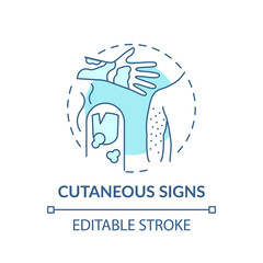Cutaneous signs concept icon. Global pandemic idea thin line illustration. Respiratory symptoms. Covid-19. Problems with skin. Vector isolated outline RGB color drawing. Editable stroke