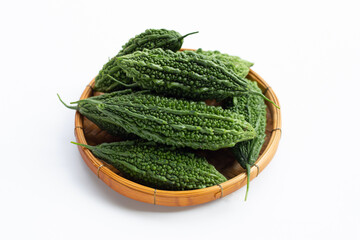 Bitter gourd on white background.