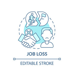 Job loss concept icon. Rise in unemployment rate idea thin line illustration. Influence covid-19 restrictions. Lockdowns. Vector isolated outline RGB color drawing. Editable stroke