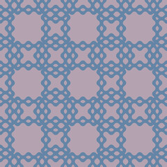 Vector abstract geometric seamless pattern. Simple texture with curved shapes, mesh, grid. Stylish abstract background in blue and lilac color. Repeat design for wallpapers, fabric, print, textile
