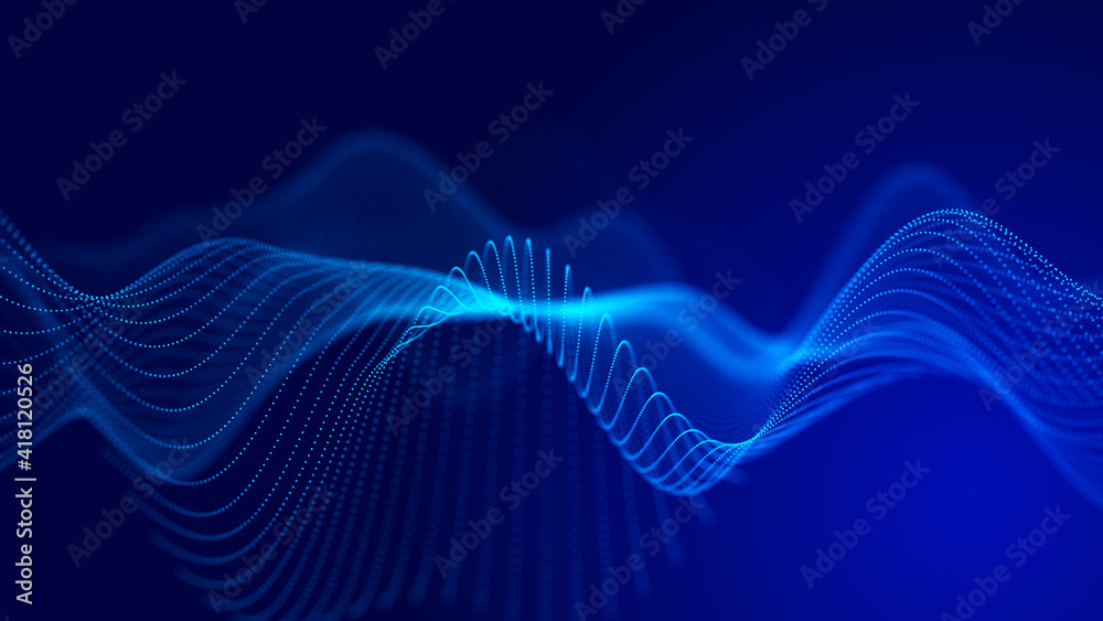 Fototapete Grid of internet technologies. Abstract background with cobwebs. Large amount of data. 3d rendering.