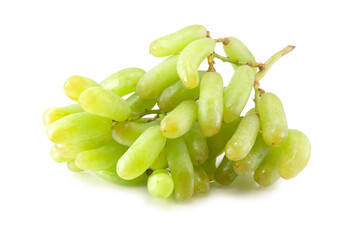 Seedless Green Grape (Witch Finger grape, Cotton Candy, Moon Drop Grape) isolated on white background.