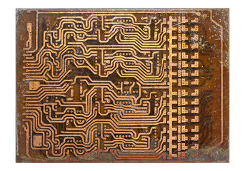 Old damaged printed circuit board
