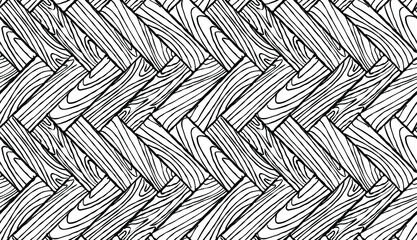 Black and white simple wooden floor. Herringbone parquet. Seamless pattern.Texture of a wooden parquet. Abstract background of white parquet. Vector illustration.