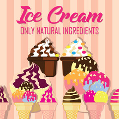 ice cream poster for ice cream store. vector illustration