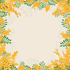 Obraz premium Vintage Decorative Frame. Mimosa. Greeting Card Design.