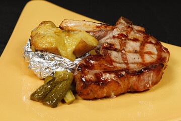 pork loin with baked potatoes