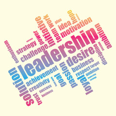 word cloud LEADERSHIP, creative business concept, vector illustration