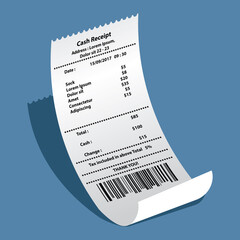 Naklejka premium sock receipt printed template, paper financial check. vector illustration