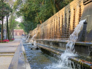 Naklejka premium Fountains in Chapultepec park, Mexico city