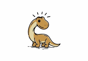 Little cute titanosaur dinosaur illustration