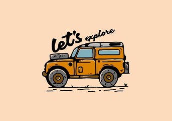 Orange off road car illustration drawing © Adipra