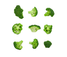 Seamless pattern with broccoli. Vegetables abstract background. Broccoli on the white background.
