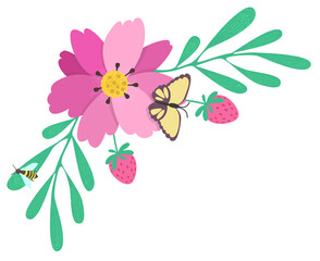 background with flowers and butterfly
