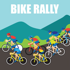 group of cyclist at professional race for bike rally event. vector illustration