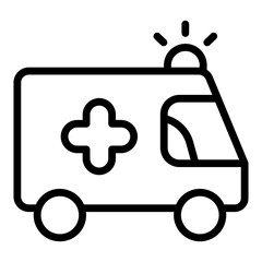 Medical transport icon, linear design of ambulance