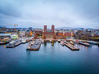 Naklejka premium Oslo city hall in winter time, Norway