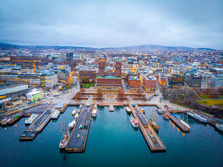 Obraz premium Oslo city hall in winter time, Norway