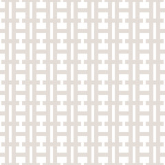 Vector geometric seamless pattern. Subtle abstract texture with grid, net, grill, lattice, lines, square shapes. Modern beige and white background. Simple geometrical ornament. Delicate repeat design