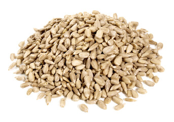 Peeled Sunflower Seeds on white Background Isolated