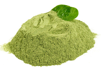 Spinach Powder on white Background Isolated