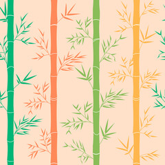 Bamboo leaves seamless pattern vector illustration. Exotic asian flora texture design. Jungle plants background. 