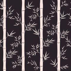 Bamboo leaves seamless pattern vector illustration. Exotic asian flora texture design. Jungle plants background. 