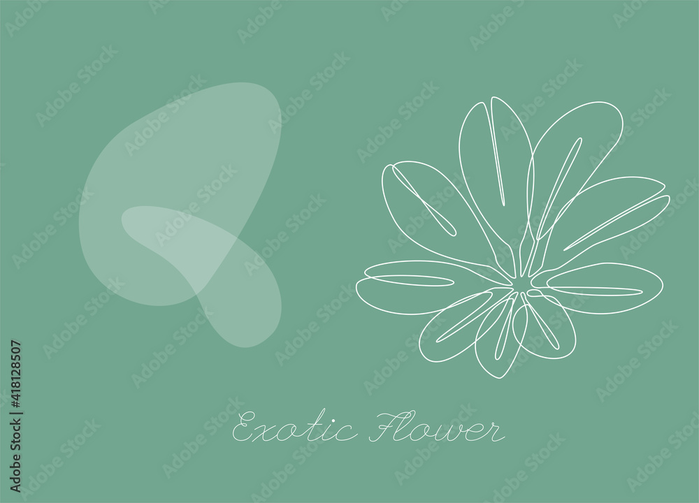 Poster Botanical vector background with Exotic Flower. Continuous one line drawing with abstract shape. Minimalistic and natural horizontal wallpaper. Vector illustration