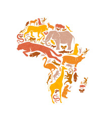 Wild animal icon africa map shape concept isolated © Cienpies Design