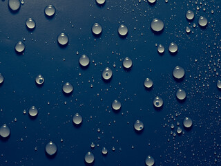 Water drops on blue background.
