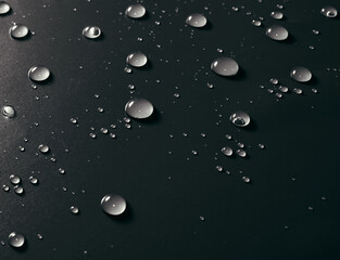 Water drops on grey background.