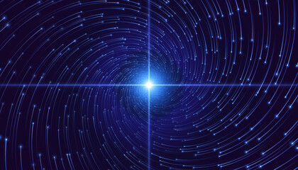 Spin of stars, vortex of glowing lights. Vector illustration.