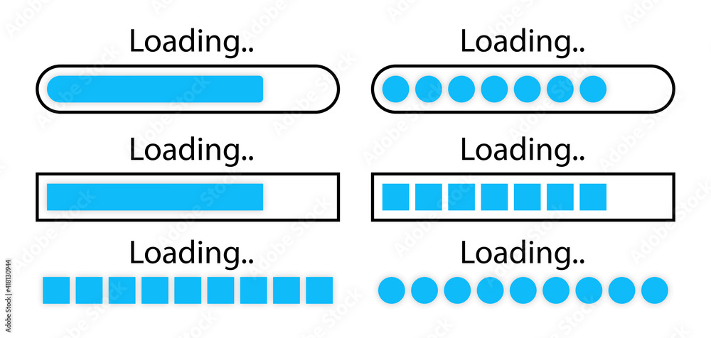 Poster vector progress loading bar. set load blue signs. system software update and upgrade concept. vector