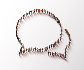 Large group of people in the chat bubble shape.