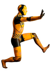 3D Rendering Male Robot on White