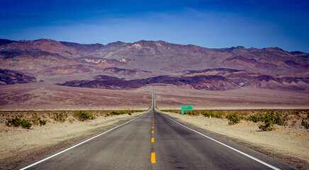 road lines in death valley, california, usa