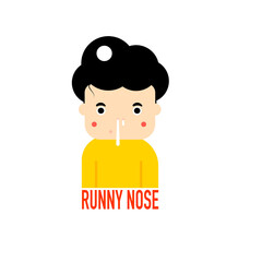 Cartoon of a man have a runny nose.