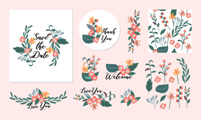 Collection Set of floral wreath