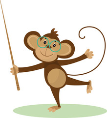 Vector illustration of a cute cartoon monkey with glasses and pointer © arfa27