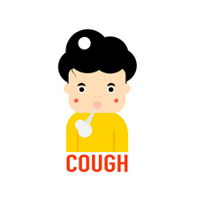Character of a man coughing on white background.