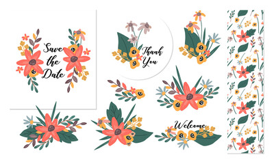 Collection Set of floral wreath