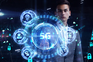 The concept of 5G network, high-speed mobile Internet, new generation networks. Business, modern technology, internet and networking concept